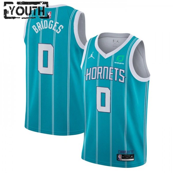 Charlotte Hornets Trikot Miles Bridges 0 Jordan 2022-23 Icon Edition Teal Swingman - Kinder